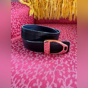 Mane Jane Reversible Black and Blue Leather Belt with Buckle